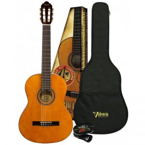 Gig Bag with rucksack-straps and music sheet/accessories pocket 2 Picks NAVARRA NV12 Classical Guitar 4/4 black with cream-colored binding incl 