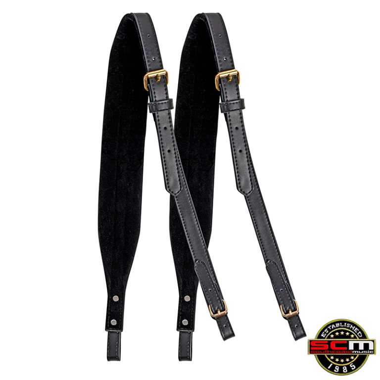 Piano Accordion Shoulder Straps Black Leather with Plush lining South Coast Music